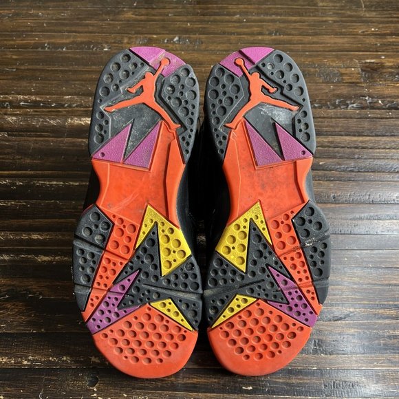 Women's Air Jordan 7 Retro Sneakers Black Patent Size 7.5 Womens 313358-006 - Picture 6 of 7